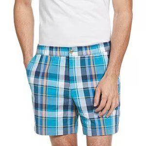 NEW Original Penguin Men’s Stretch Plaid 6” Inseam Shorts Blue, Size XL (New)